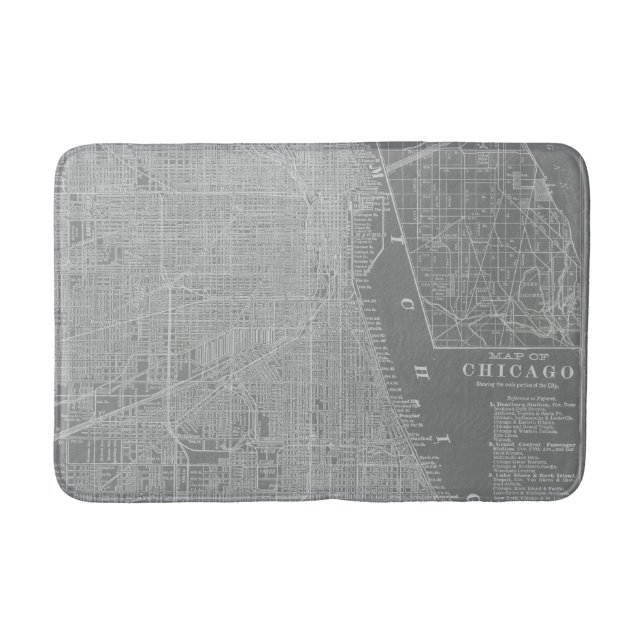 Skizze von Chicago City Map Badematte (Vorderseite)