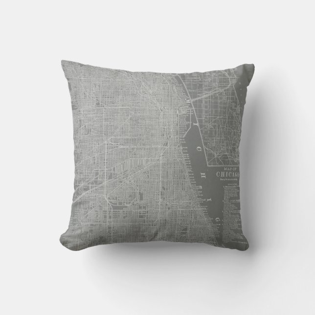 Skizze von Chicago City Map Kissen (Vorderseite)