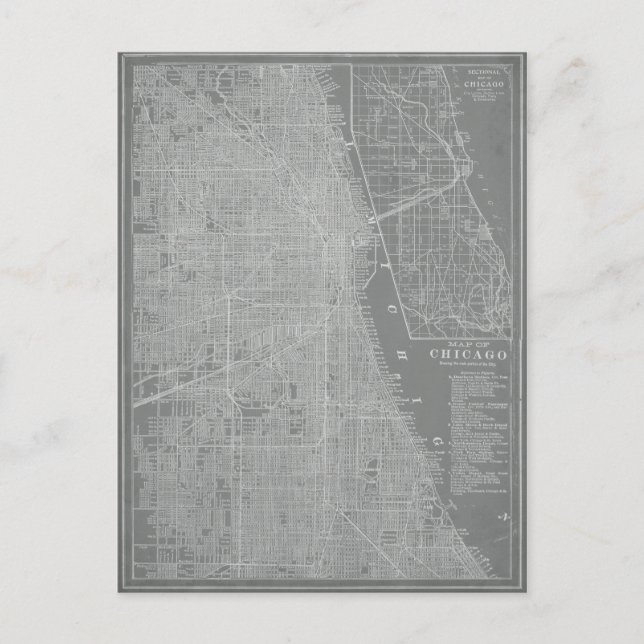 Skizze von Chicago City Map Postkarte (Vorderseite)