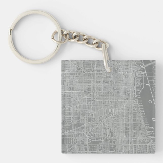 Skizze von Chicago City Map Schlüsselanhänger (Vorderseite)