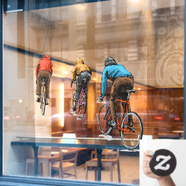 Skizze von Fahrradfahrern im Fest-Zahnradgeschäft Fensteraufkleber