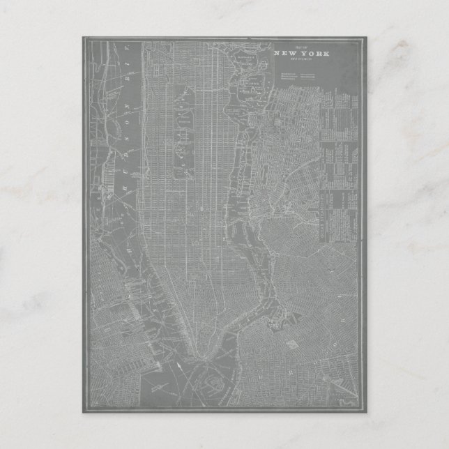 Skizze von New York City Map Postkarte (Vorderseite)