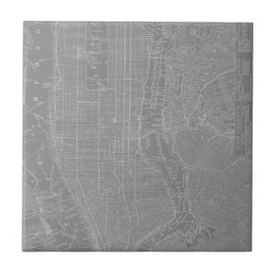 Skizze von New- York Citykarte Fliese