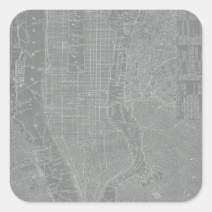 Skizze von New- York Citykarte Quadratischer Aufkleber