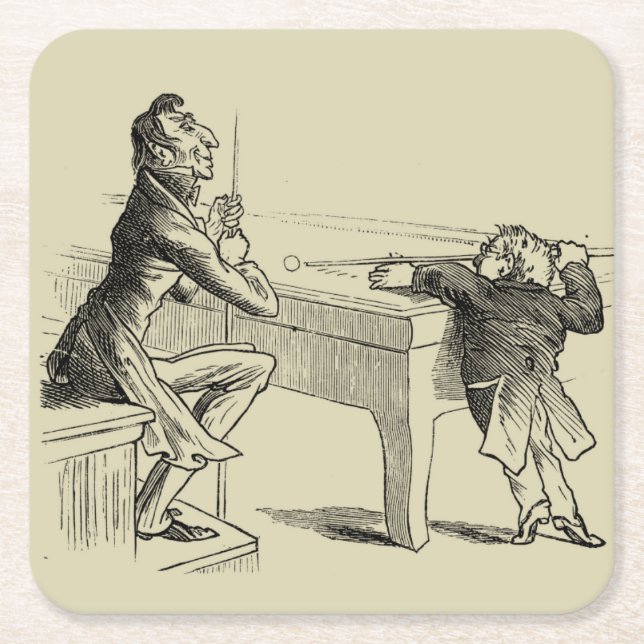 Skizze von zwei Männern, die Pool spielen Rechteckiger Pappuntersetzer (Vorderseite)