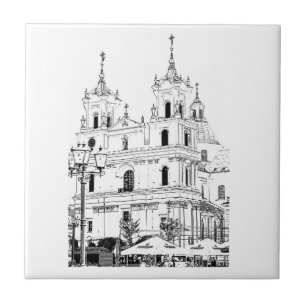 Skizze zur katholischen Kirchenarchitektur Fliese