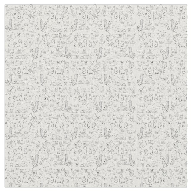 Skizzen des Katzen-Baumwollgewebees Stoff (Nahaufnahme)