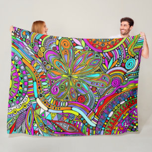 Skizzen Fantasy Art - Abstrakte Blume 1 Fleecedecke