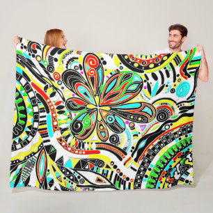 Skizzen Fantasy Art - Abstrakte Blume 3 Fleecedecke