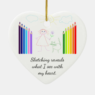 Skizzen ist mein Hobby-Herz geformt Keramik Ornament