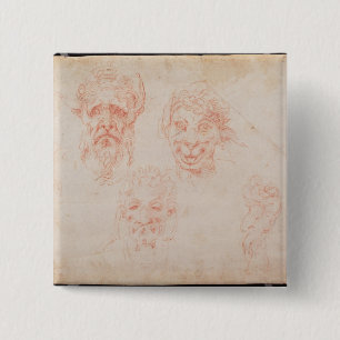Skizzen W.33 der Gesichter der Satyrs Button