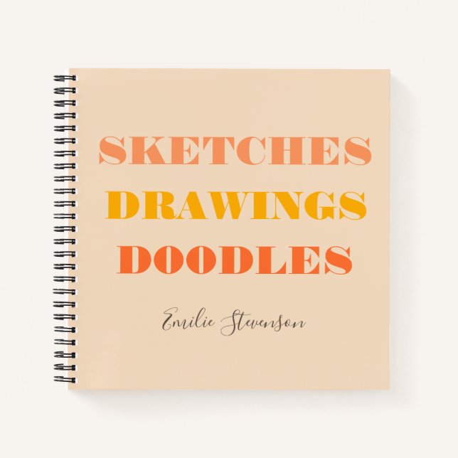 Skizzen Zeichnungen Doodles Retro Stil Personalisi Notizbuch (Vorderseite)