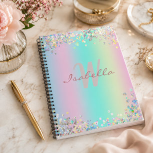 Skizzenbuch Einhorn Holografischer Glitter Notizbuch