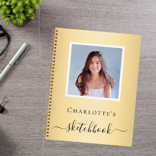 Skizzenbuch Gold-Foto-Mädchen-Typografie Notizbuch