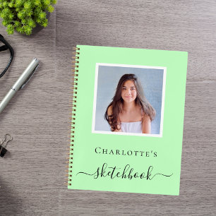 Skizzenbuch mintgrüne Foto-Typografie Notizbuch