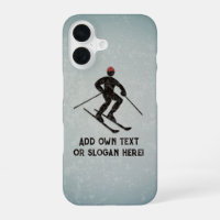 Skizzendesign - Gemalter Metallschau Skier - Text