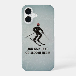Skizzendesign - Gemalter Metallschau Skier - Text  iPhone 16 Hülle