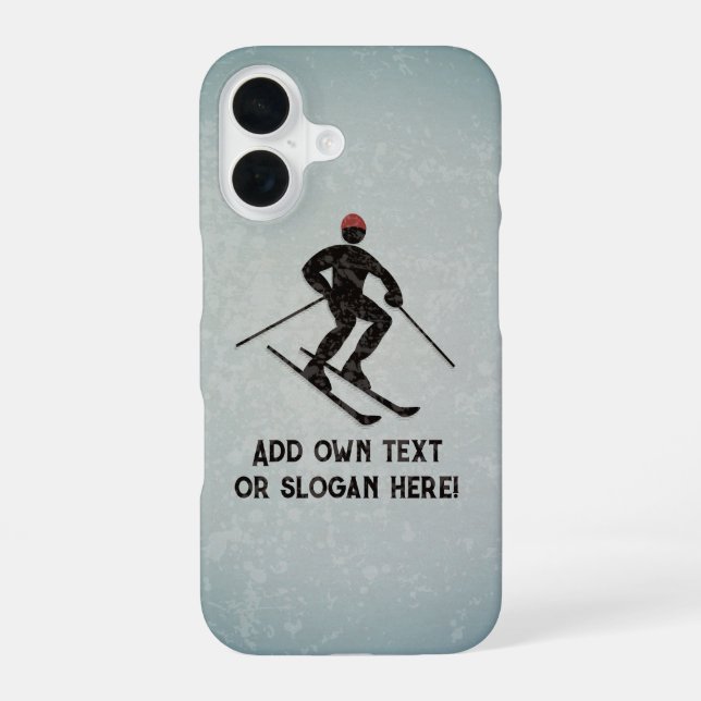 Skizzendesign - Gemalter Metallschau Skier - Text  iPhone 16 Hülle (Rückseite)