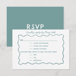 Skizzenhafte blaue Hochzeitsantwortkarte RSVP Karte