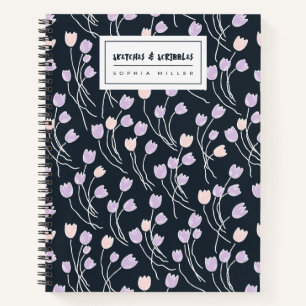 Skizzenhafte Tulpen Handgezeichnete Floral Mitte Notizbuch