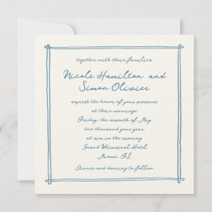 Skizzierrahmen Blue Whimsical Hand Drawn Wedding Einladung