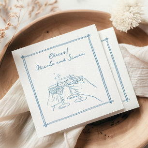 Skizzierrahmen Whimsical Champagner Glas Hochzeit Serviette