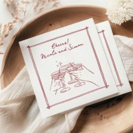 Skizzierrahmen Whimsical Champagner Glas Hochzeit Serviette