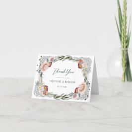 Skizzierte Blume Einzigartige Weiße Hochzeit Dankeskarte