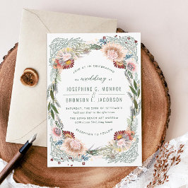 Skizzierte Blume Einzigartige Weiße Hochzeit Einladung