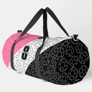 skizzierte Fußbälle Linienkunst rosa schwarz weiß Duffle Bag