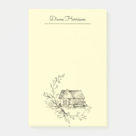 Skizzierte Hütte Post-it Klebezettel