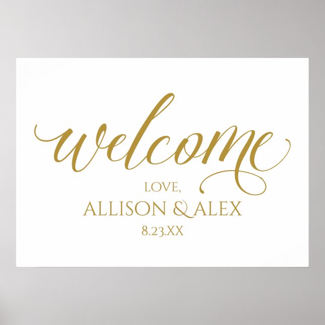 Skizzierte kalligraphische Hochzeitssymbol - Gold Poster (Vorne)