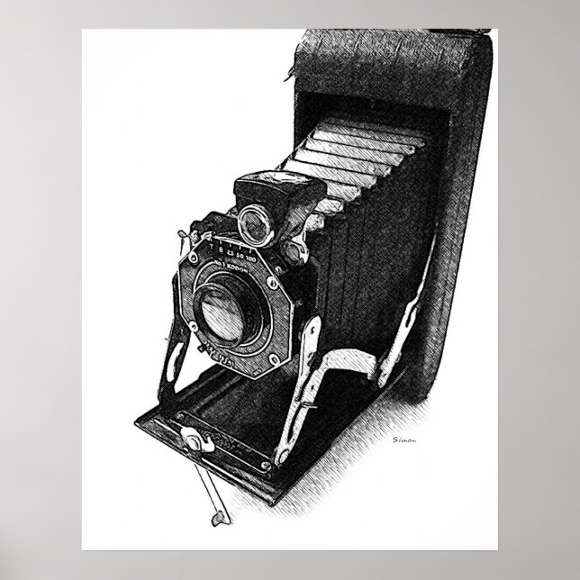 Skizzierte Vintage Fotokunstausdrucke Poster (Vorne)