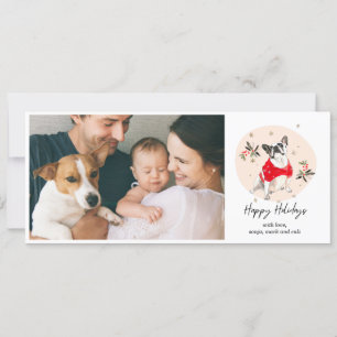 Skizzierte Weihnachtskarte mit Hund Feiertagskarte