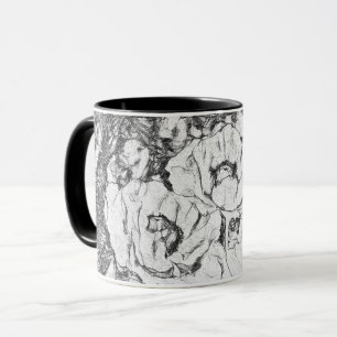 Skizzierter Stift handgezeichnete Mohnblumen Blume Tasse