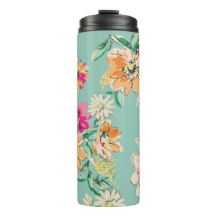 Skizziertes Blumendesign in leuchtenden Farben - n Thermosbecher