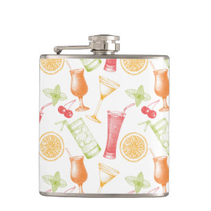 Skizziertes Cocktail-Muster Flachmann