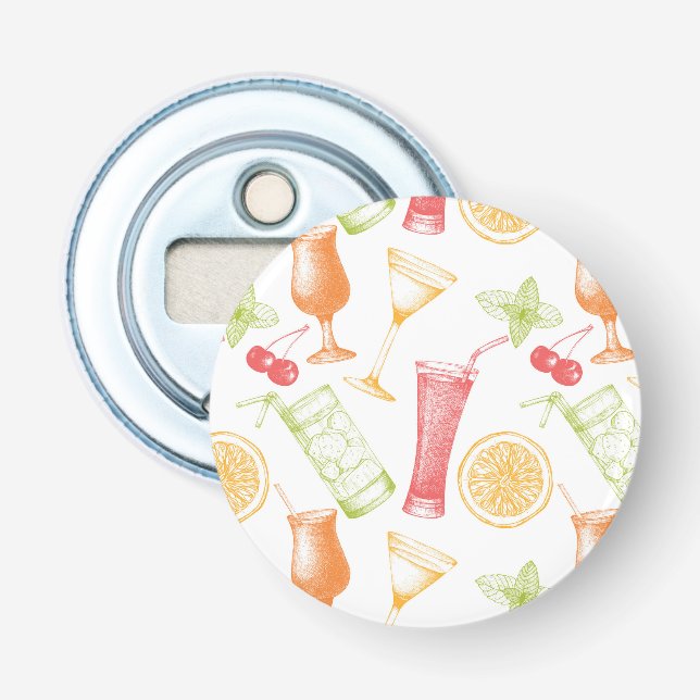 Skizziertes Cocktail-Muster Flaschenöffner (Vorderseite)