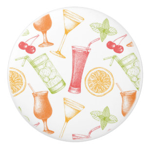Skizziertes Cocktail-Muster Keramikknauf