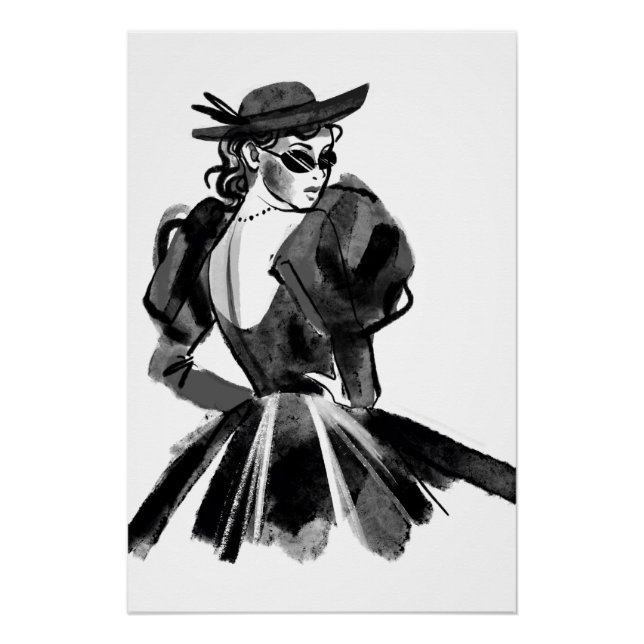 Skizziertes Couture Fashion Model Poster (Vorderseite)