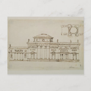 Skizziertes Design für ein gekuppeltes Gebäude (St Postkarte