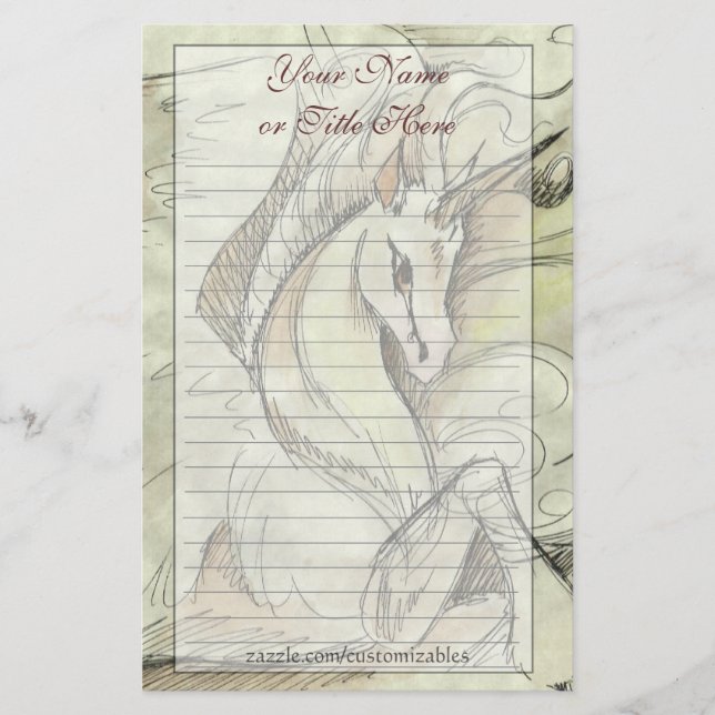 Skizziertes Einhorn stationär Briefpapier (Vorderseite)