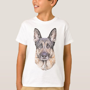 Skizziertes Portrait eines deutschen Schäferhundes T-Shirt