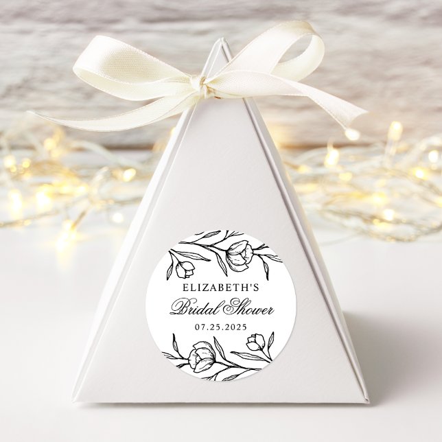 Skizziertes Schwarz-Weiß-Brautparty Runder Aufkleber (Von Creator hochgeladen)