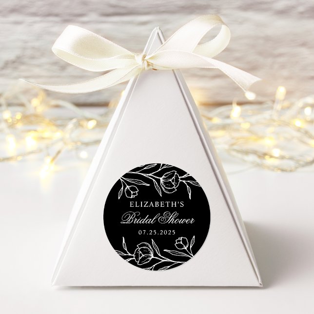 Skizziertes Schwarz-Weiß-Brautparty Runder Aufkleber (Von Creator hochgeladen)