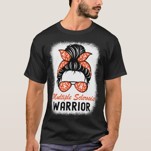 Sklerose Kriegerin Frau Awareness Messy Bun T-Shirt (Vorderseite)