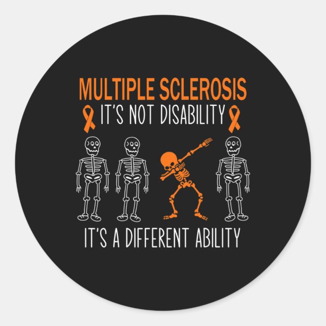 Sklerosis Awareness Dability Orange Ribbon Runder Aufkleber (Vorderseite)