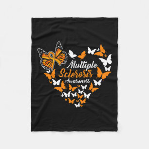 Sklerosis Awareness Frau Orange Ribbon Butterfly Fleecedecke