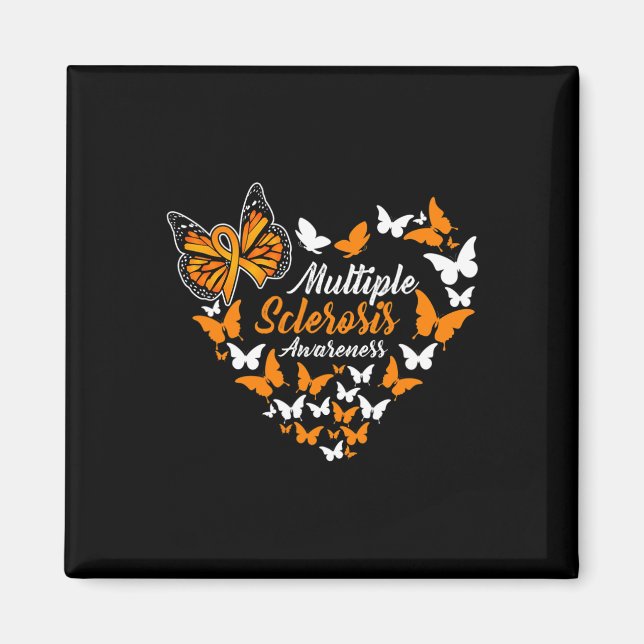 Sklerosis Awareness Frau Orange Ribbon Butterfly Magnet (Vorne)