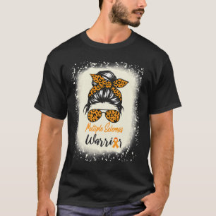 Sklerosis Awareness Frau Warrior Messy Bun Leopard T-Shirt